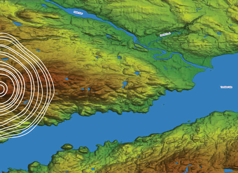 Gradient hillside gis map